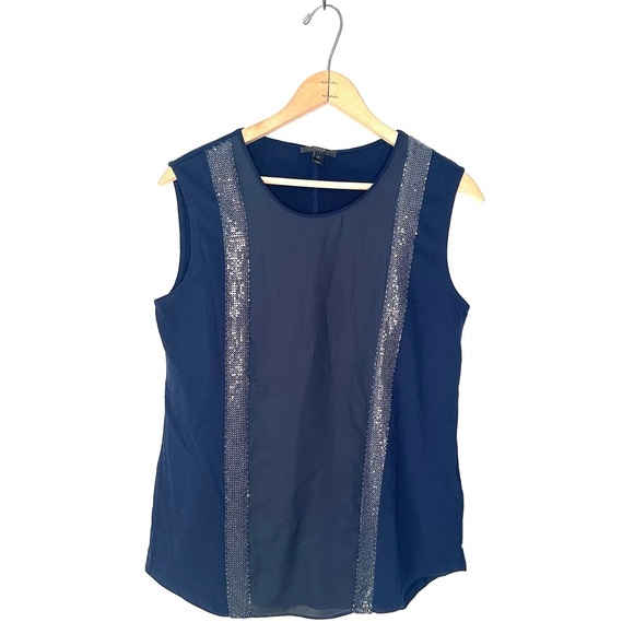 J. Crew | Navy Blue Chainmail Sleeveless Top Size Small - Picture 1 of 7